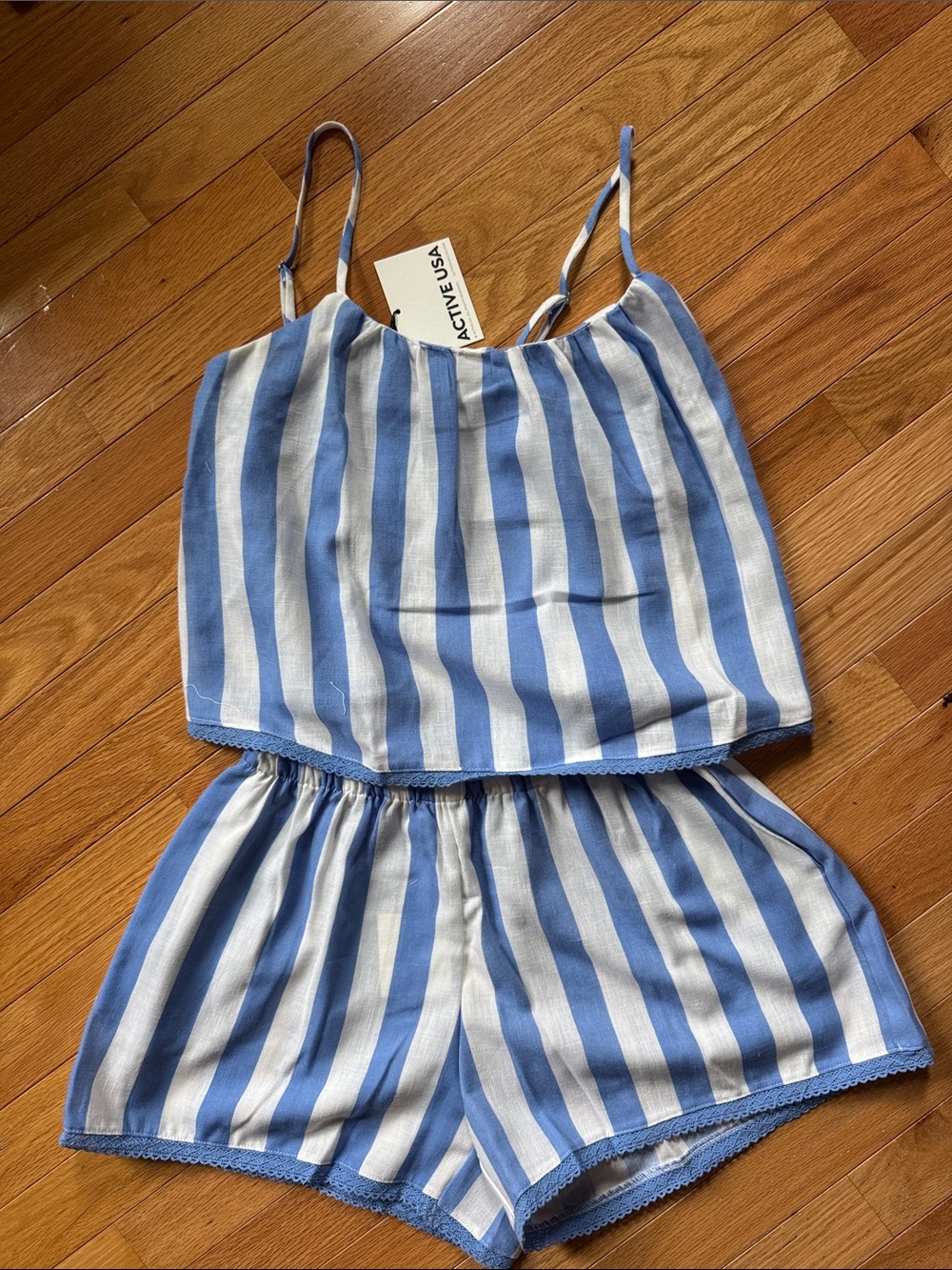 Active USA Blue & White Striped Ladies' Summer One-Piece